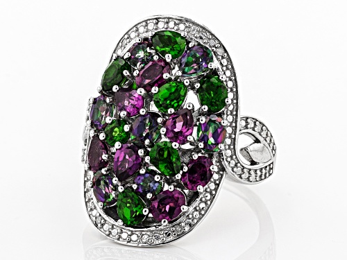 Pre-Owned 3.30ctw Mixed Shape Multi-Gem With .02ctw Diamond Accent Rhodium Over Sterling Silver Ring - Size 6