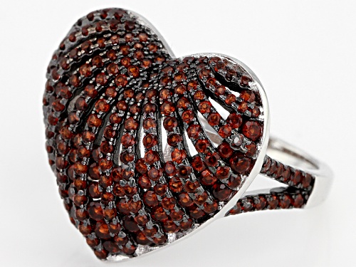 Pre-Owned .41CTW ROUND VERMELHO GARNET(TM) RHODIUM OVER STERLING SILVER HEART RING - Size 8