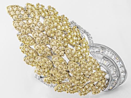 Pre-Owned Bella Luce ® 5.64ctw Round & Baguette Eterno ™ Yellow And Rhod Over Silver Ring (5.39ctw D - Size 6