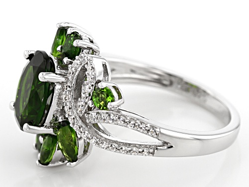 Pre-Owned 1.63ct Oval, .85ctw Marquise & Round Chrome Diopside W/ .34ctw Zircon Rhodium Over Silver - Size 9