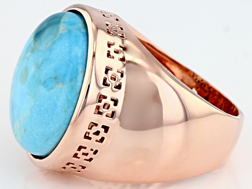 Pre-Owned Timna Jewelry Collection™ 18mm Round Cabochon Turquoise Copper Solitaire Ring - Size 8