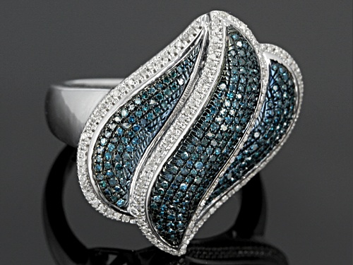 Pre-Owned .50ctw Round Blue Velvet Diamonds™ & White Diamonds Rhodium Over Sterling Silver Ring - Size 6