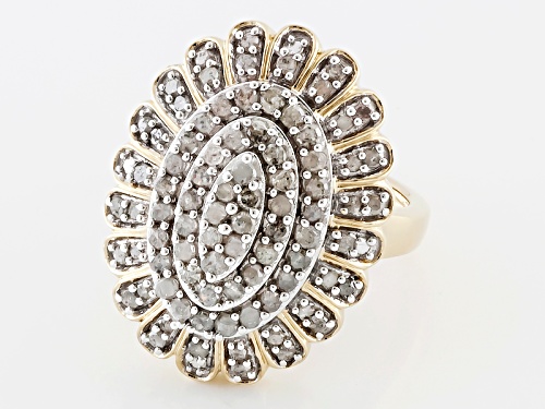 Pre-Owned 1.25ctw Round White Diamond Engild™ 14k Yellow Gold Over Sterling Silver Cluster Ring - Size 7