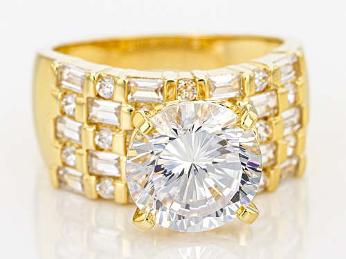 Pre-Owned Bella Luce ® Dillenium Cut 8.48ctw Round Eterno™ 18k Yellow Gold Over Silver Ring (5.58ctw - Size 12