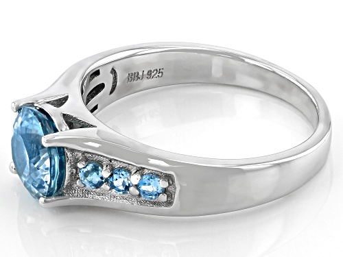 Pre-Owned 1.44ct Blue Zircon with .19ctw Swiss Blue Topaz Rhodium Over Sterling Silver Ring - Size 9