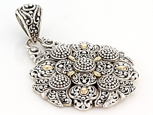 Pre-Owned Artisan Gem Collection Of Bali™ Sterling Silver And 18kt Gold Accent Filigree Pendant