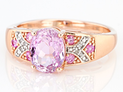 Pre-Owned 2.20ct kunzite, .20ctw pink sapphire & .01ctw white diamond accent 18k rose gold over silv - Size 8