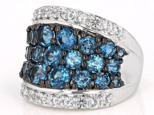 Pre-Owned Blue Topaz 4.30ctw With 1.10ctw White Topaz Sterling Silver Ring - Size 7