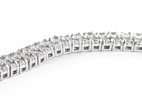 Pre-Owned 24.00ctw Round White Zircon Sterling Silver Double Strand Tennis Bracelet - Size 8