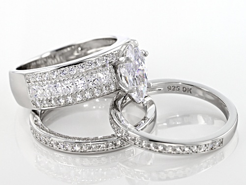 Pre-Owned Bella Luce ® 4.21CTW White Diamond Simulant Rhodium Over Sterling Silver Rings Set Of 3 - Size 6