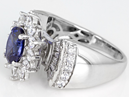 Pre-Owned Bella Luce ® Esotica ™4.30CTW Tanzanite & White Diamond Simulants Rhodium Over Silver Ring - Size 11