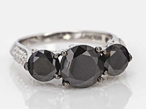 Pre-Owned LoveMore By Lisa Mason™6.90CTW Black Spinel &  White Zircon Rhodium Over Silver Ring - Size 9