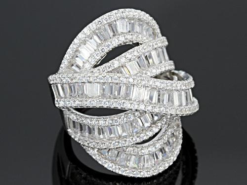 Pre-Owned Bella Luce ® 8.83ctw Baguette And Round Rhodium Over Sterling Silver Ring(7.22ctw Dew) - Size 8