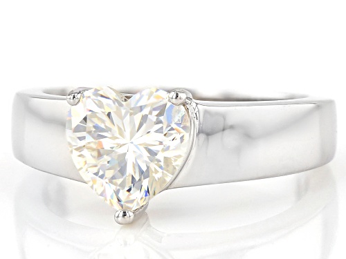 Pre-Owned 2.34ct Heart Shape Strontium Titanate Sterling Silver Solitaire Ring - Size 7