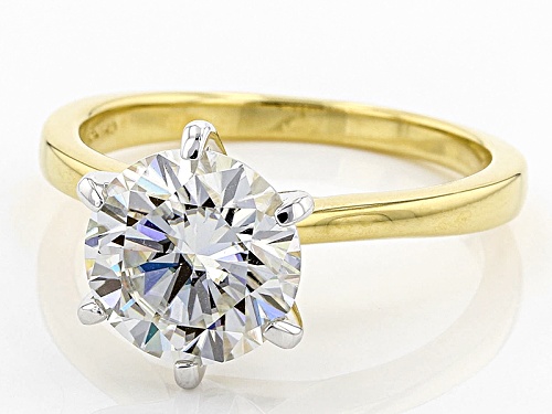 Pre-Owned Moissanite Fire® 3.10ct Dew 14k Yg Over Sterling Silver Solitaire Ring - Size 12