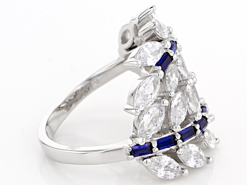 Pre-Owned Bella Luce ® 7.48ctw Blue Sapphire And White Diamond Simulants Rhodium Over Sterling Silve - Size 5