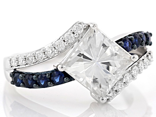 Pre-Owned MOISSANITE FIRE® 2.82CTW DEW AND .40CTW BLUE SAPPHIRE PLATINEVE™ RING - Size 10