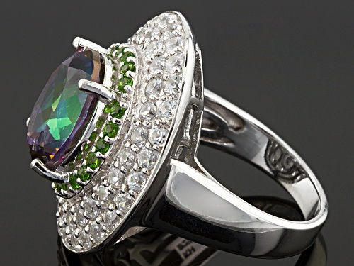 Pre-Owned 3.70ct Multicolor Quartz With .33ctw Russian Chrome Diopside And 3.07ctw White Zircon Silv - Size 5