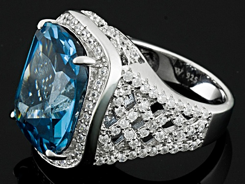 Pre-Owned Charles Winston For Bella Luce ® 14.84ctw Blue & White Diamond Simulant Rhodium Over Silve - Size 6