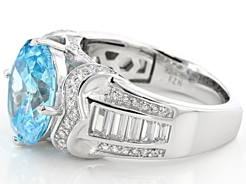 Pre-Owned Bella Luce®Esotica™10.17ctw Neon Apatite And White Diamond Simulants Rhodium Over Sterling - Size 9