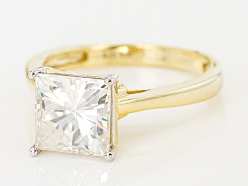 Pre-Owned Moissanite Fire® 3.10ct Dew Square Brilliant 14k Yellow Gold Over Silver Ring - Size 9