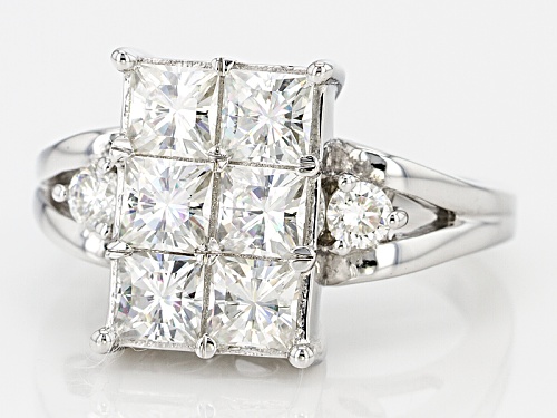 Pre-Owned Moissanite Fire® 2.66ctw Diamond Equivalent Weight Square Brilliant And Round Platineve™ R - Size 7
