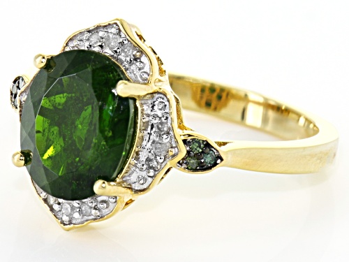 Pre-Owned 2.85ct Russian Chrome Diopside W/ .09ctw Diamond Accent 18k Yellow Gold Over Sterling Silv - Size 7