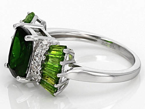 Pre-Owned 1.78ct Rectangular Cushion And .88ctw Baguette Chrome Diopside With .24ctw White Zircon Si - Size 10