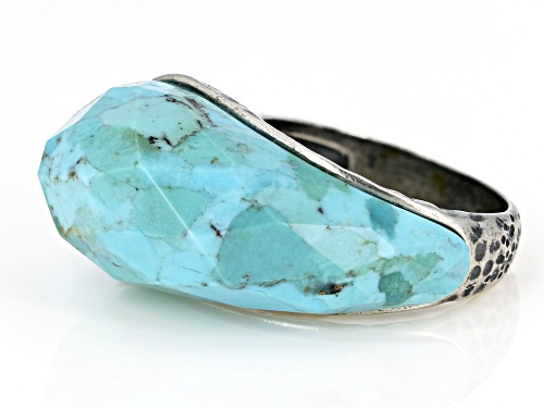 Pre-Owned Southwest Style by JTV™ free-form Mohave Kingman turquoise sterling silver ring - Size 6