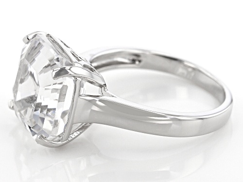 Pre-Owned 6.97ct Asscher Cut Crystal Quartz Rhodium Over Sterling Silver Solitaire Ring - Size 9