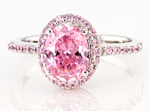 Pre-Owned Bella Luce ® 3.59ctw Pink Diamond Simulant Rhodium Over Sterling Silver Ring (2.16ctw DEW) - Size 11
