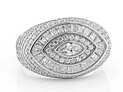 Pre-Owned Bella Luce ® 3.93ctw Rhodium Over Sterling Silver Ring (2.09ctw DEW) - Size 7
