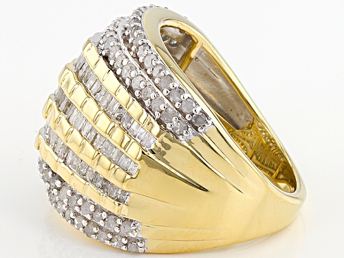 Pre-Owned Engild™ 2.00ctw Round And Baguette White Diamond 14k Yellow Gold Over Sterling Silver Ring - Size 6