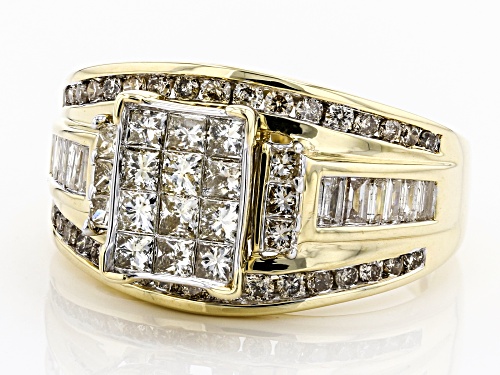 Pre-Owned 1.50ctw Princess Cut, Round And Baguette White Diamond 10k Yellow Gold Ring - Size 7