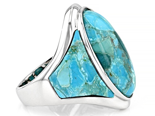 Pre-Owned Southwest Style By JTV™ Mixed Shapes Turquoise Rhodium Over Silver Ring - Size 6