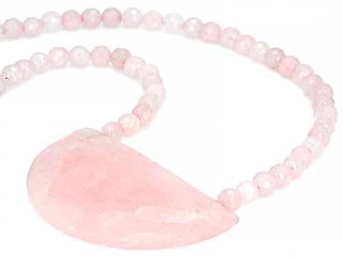 Pre-Owned Free-Form and Round Rose Quartz Bead 18k Rose Gold Over Sterling Silver Necklace - Size 18