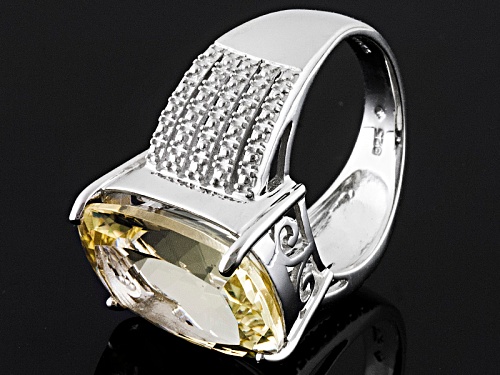 Pre-Owned 9.35ct Rectangular Cushion Yellow Labradorite Sterling Silver Ring - Size 6