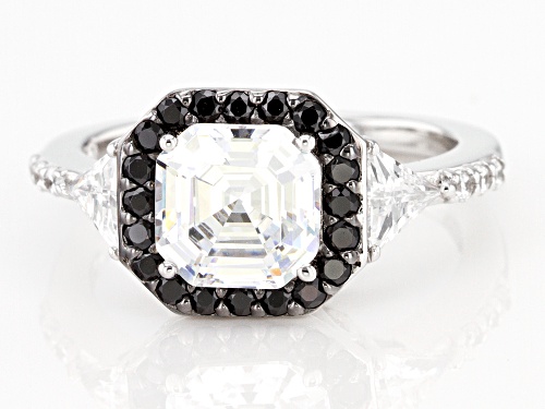 Pre-Owned Bella Luce ® 2.91 CTW Black And White Diamond Simulants Rhodium Over Sterling Silver Ring - Size 6