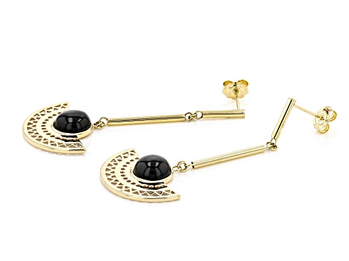 8mm Round Cabochon Black Onyx 10k Yellow Gold Earrings