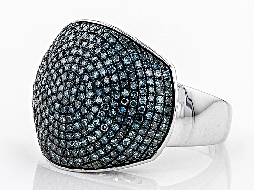 Pre-Owned 1.00ctw Blue Velvet Diamond™ Rhodium Over  Sterling Silver Dome Ring - Size 5