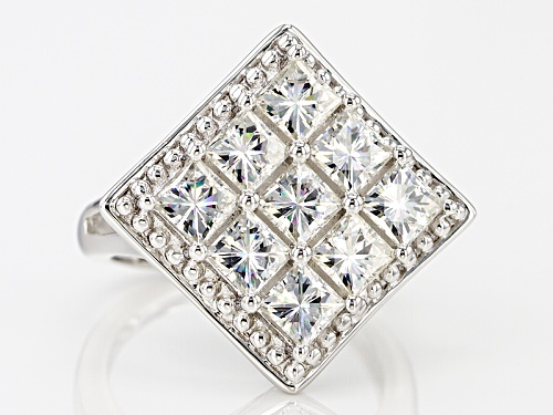 Pre-Owned Moissanite Fire(R) 3.69ctw Dew Square Brilliant Platineve(Tm) Ring - Size 8
