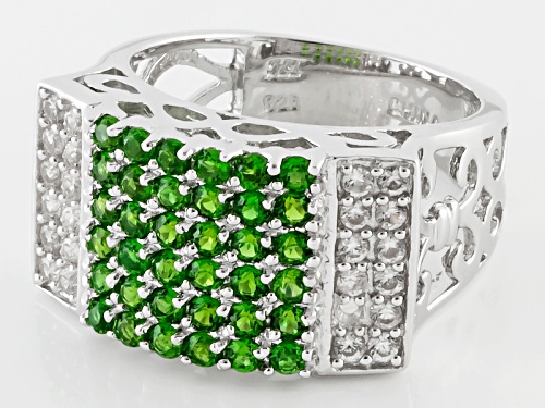 Pre-Owned .86ctw Round Chrome Diopside With .46ctw Round White Zircon Sterling Silver Ring - Size 5