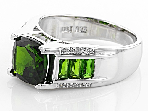 Pre-Owned 2.53ctw Square Cushion And Baguette Russian Chrome Diopside With .12ctw White Zircon Silve - Size 5