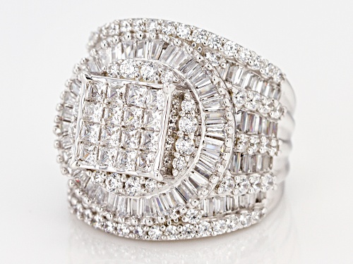 Pre-Owned Bella Luce ® 8.30ctw Diamond Simulant Rhodium Over Sterling Silver Ring (5.57ctw Dew) - Size 6