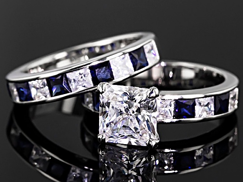 Pre-Owned Charles Winston For Bella Luce ® 6.98ctw Scintillant Cut ® Rhodium Over Silver Ring With B - Size 12