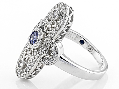 Pre-Owned Vanna K ™ For Bella Luce ® 1.31ctw Tanzanite And White Diamond Simulants Platineve ™ Ring - Size 5