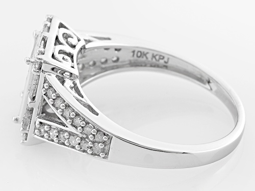 Pre-Owned 1.00ctw Round, Baguette And Princess Cut White Diamond 10k White Gold Ring - Size 7