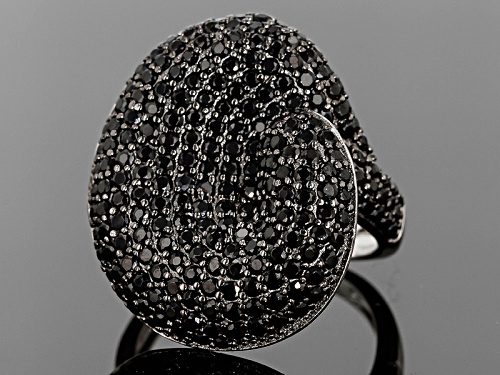 Pre-Owned 3.45ctw Round Black Spinel Sterling Silver Ring - Size 6