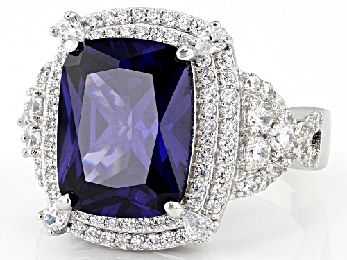 Pre-Owned Charles Winston For Bella Luce ® Tanzanite & Diamond Simulants Rhodium Over Sterling Silve - Size 12