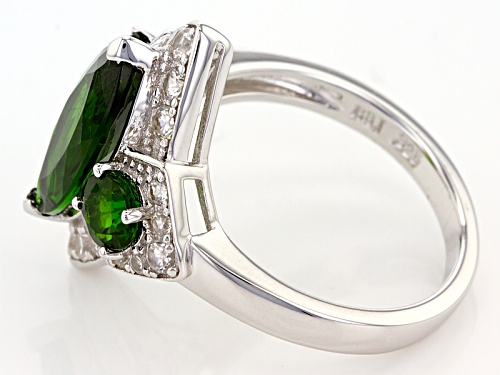 Pre-Owned 3.74ctw Marquise And Round Russian Chrome Diopside With .75ctw White Zircon Sterling Silve - Size 7